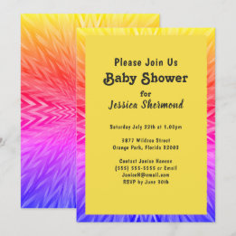 Tribal Baby Shower Copper Abstract Colorful Neon Invitation