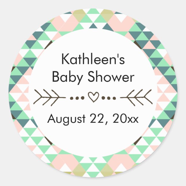 Tribal Baby Shower Gender Reveal Favor Classic Round Sticker (Front)