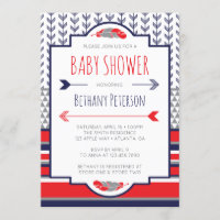 Tribal Baby Shower Invitation, Aztec, Arrows, BOHO Invitation