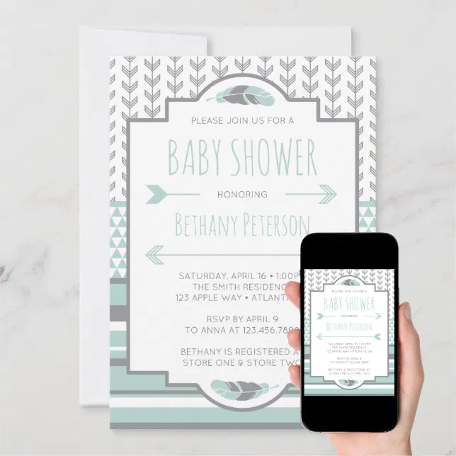 Tribal Baby Shower Invitation, Aztec, Arrows, BOHO Invitation | Zazzle