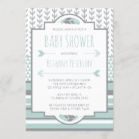 Tribal Baby Shower Invitation, Aztec, Arrows, BOHO Invitation