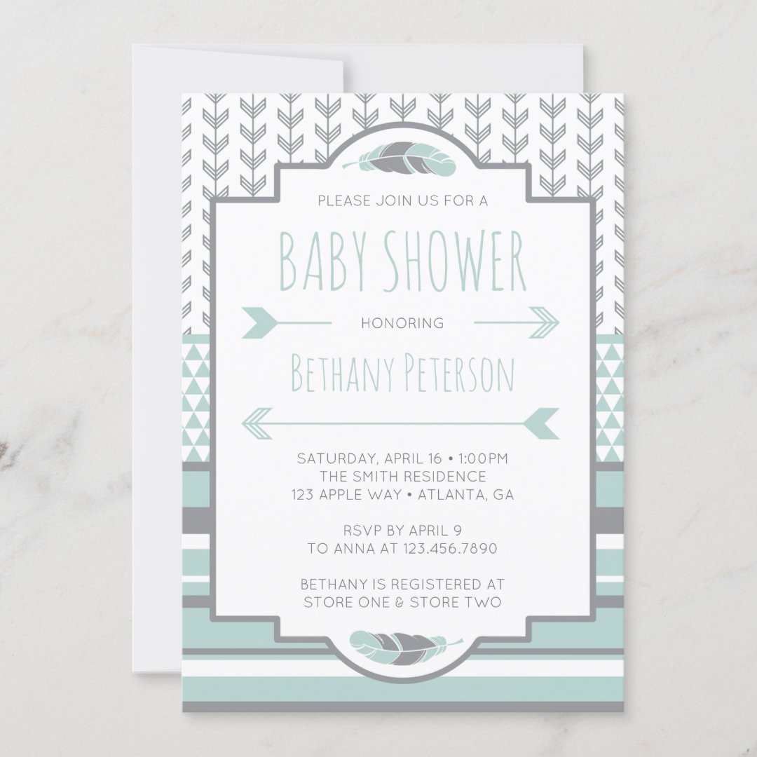 Tribal Baby Shower Invitation, Aztec, Arrows, BOHO Invitation | Zazzle
