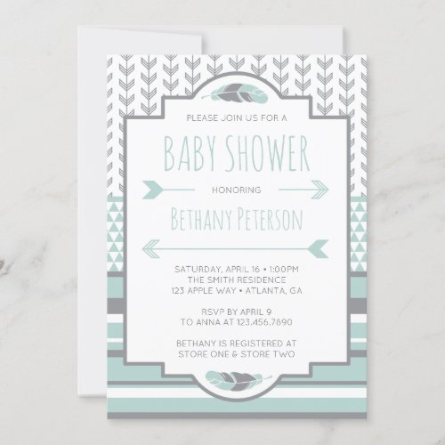 Tribal Baby Shower Invitation Aztec Arrows BOHO Invitation