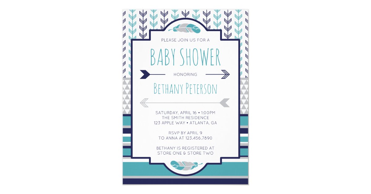 Tribal Baby Shower Invitation, Aztec, Arrows, BOHO Invitation | Zazzle.com