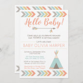 Tribal Baby Shower Invitation | Teepee Sprinkle (Front/Back)