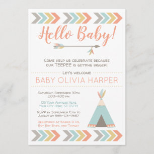 Tribal Baby Shower Invitation Teepee Sprinkle