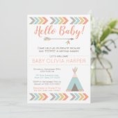 Tribal Baby Shower Invitation | Teepee Sprinkle (Standing Front)