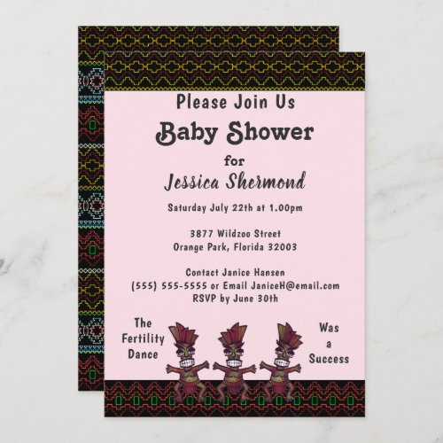 Tribal Baby Shower Neon Abstract Fertility Dance Invitation
