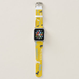 Tribal background with horses and trees,creative f apple watch band