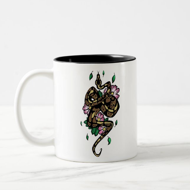 Tribal Ball Python Two-Tone Coffee Mug (Left)