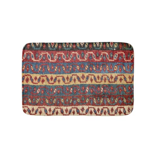 Tribal Bands Zig Zag Yellow Blue Red Lines  Bath Mat