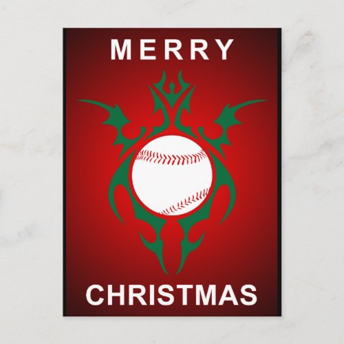 tribal baseball merry christmas holiday postcard