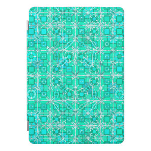 Tribal Batik, Aqua and Turquoise with White iPad Pro Cover