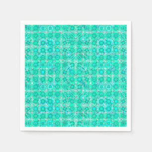 Tribal Batik - aqua and turquoise with white Napkins