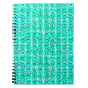 Tribal Batik - aqua and turquoise with white Notebook