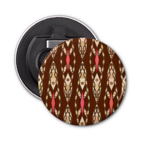 Tribal Batik _ Brown Tan and Coral Bottle Opener