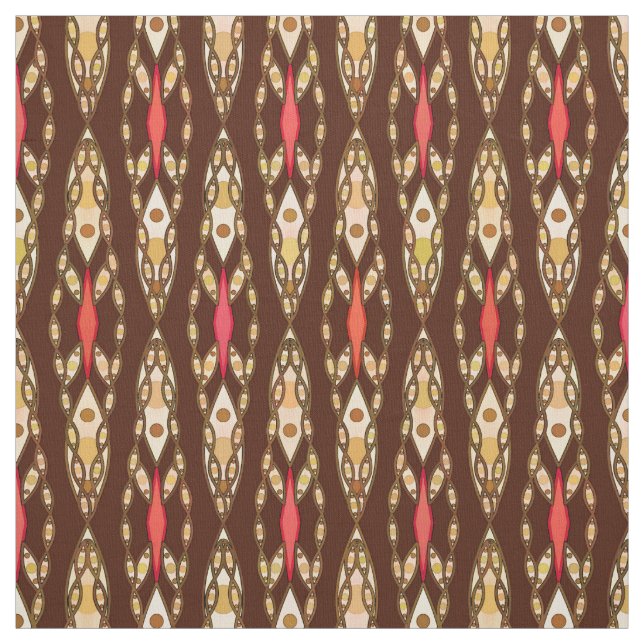 Tribal Batik - Brown, Tan and Coral Fabric (Swatch)