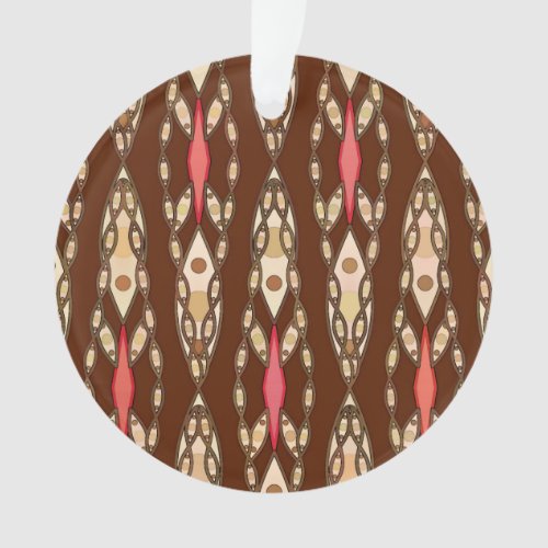 Tribal Batik _ Brown Tan and Coral Ornament