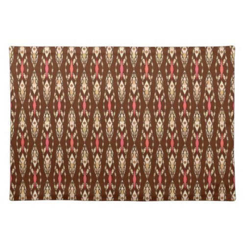 Tribal Batik _ Brown Tan and Coral Placemat