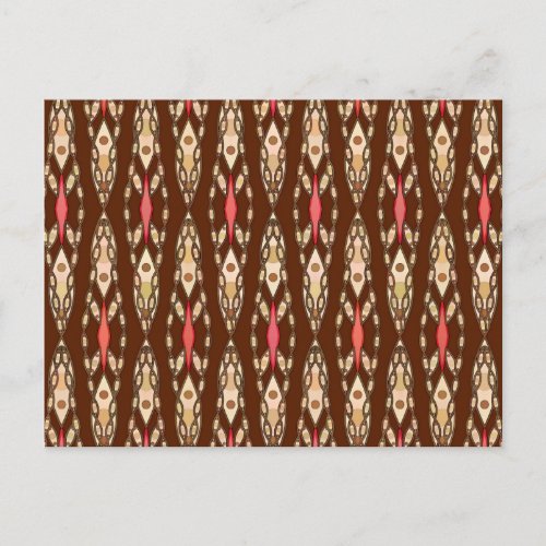 Tribal Batik _ Brown Tan and Coral Postcard