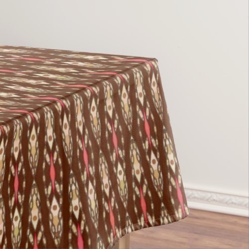 Tribal Batik _ Brown Tan and Coral Tablecloth