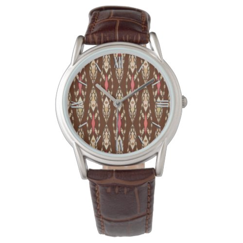 Tribal Batik _ Brown Tan and Coral Watch