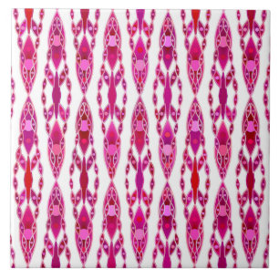 Tribal Batik - Burqundy and Fuchsia Pink Ceramic Tile