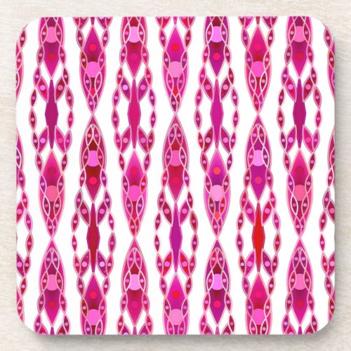 Tribal Batik _ Burqundy and Fuchsia Pink Coaster