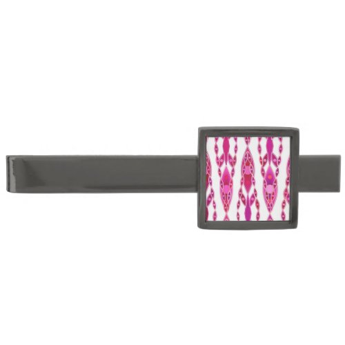 Tribal Batik _ Burqundy and Fuchsia Pink Gunmetal Finish Tie Clip