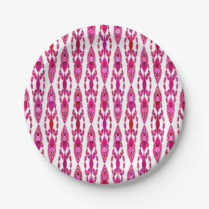 Tribal Batik - Burqundy and Fuchsia Pink Paper Plates