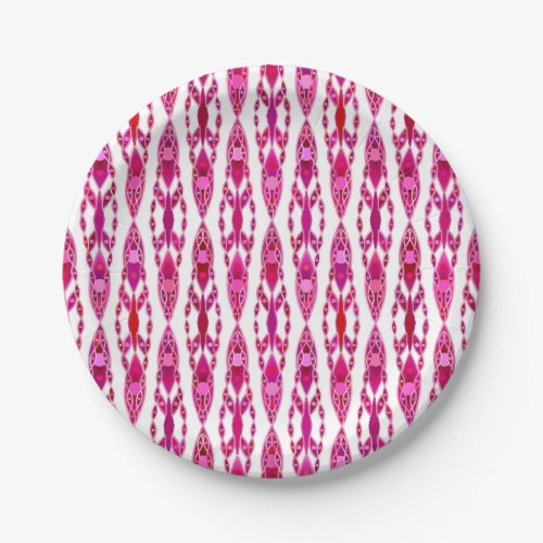 Tribal Batik _ Burqundy and Fuchsia Pink Paper Plates