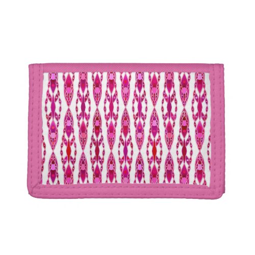 Tribal Batik _ Burqundy and Fuchsia Pink Trifold Wallet