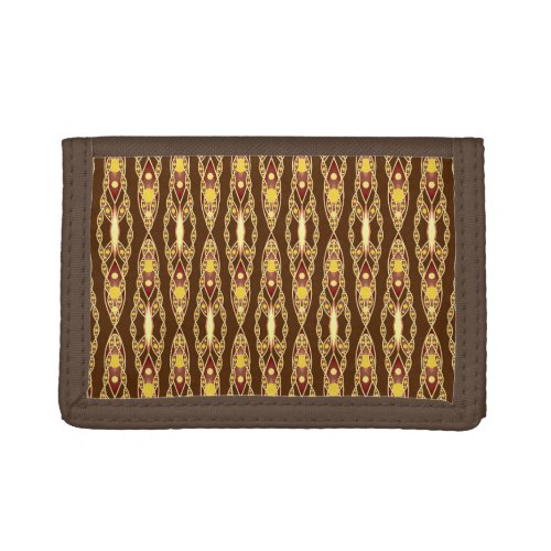 Tribal Batik _ Chocolate Brown and Beige Trifold Wallet