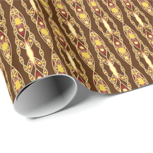 Tribal Batik _ Chocolate Brown and Beige Wrapping Paper