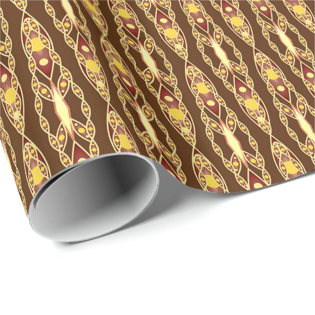 Tribal Batik - Chocolate Brown and Beige Wrapping Paper (Roll Corner)