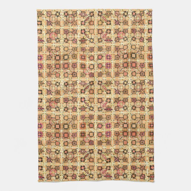Tribal Batik - chocolate brown and camel tan Towel (Vertical)