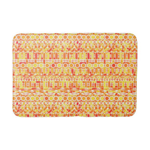 Tribal Batik - coral orange and coral pink Bathroom Mat