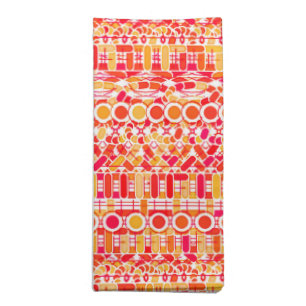 Tribal Batik - coral orange and coral pink Cloth Napkin