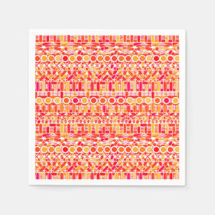 Tribal Batik - coral orange and coral pink Paper Napkins