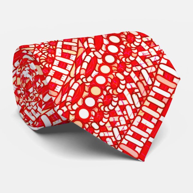 Tribal Batik - Deep red, maroon and white Tie (Rolled)