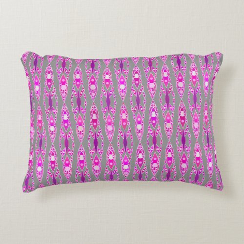 Tribal Batik _ Fuchsia Pink Violet and Grey Decorative Pillow