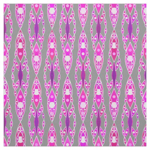 Tribal Batik - Fuchsia Pink, Violet and Grey Fabric