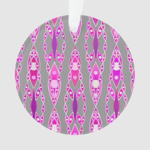 Tribal Batik _ Fuchsia Pink Violet and Grey Ornament