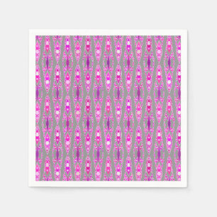 Tribal Batik - Fuchsia Pink, Violet and Grey Paper Napkins