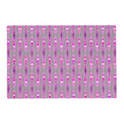 Tribal Batik _ Fuchsia Pink Violet and Grey Placemat