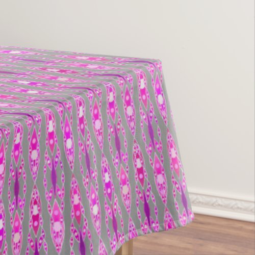 Tribal Batik _ Fuchsia Pink Violet and Grey Tablecloth