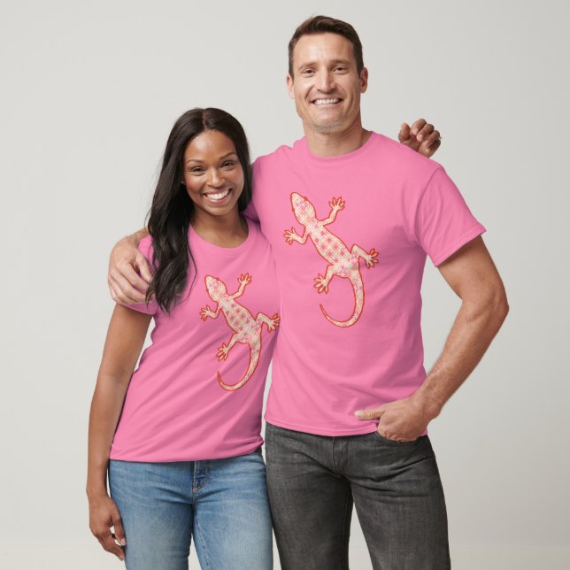 Tribal batik Gecko - coral pink and cream T-Shirt (Unisex)