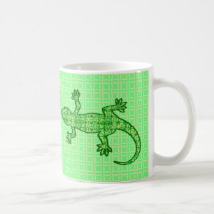 Tribal batik Gecko - lime and emerald green Coffee Mug