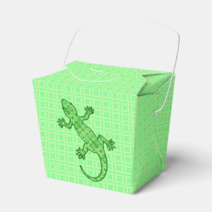 Tribal batik Gecko - lime and emerald green Favor Boxes