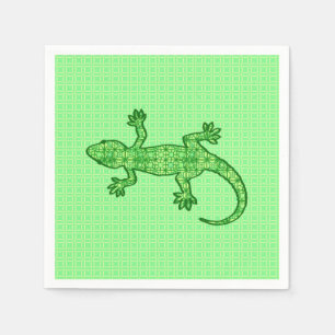Tribal batik Gecko - lime and emerald green Paper Napkins